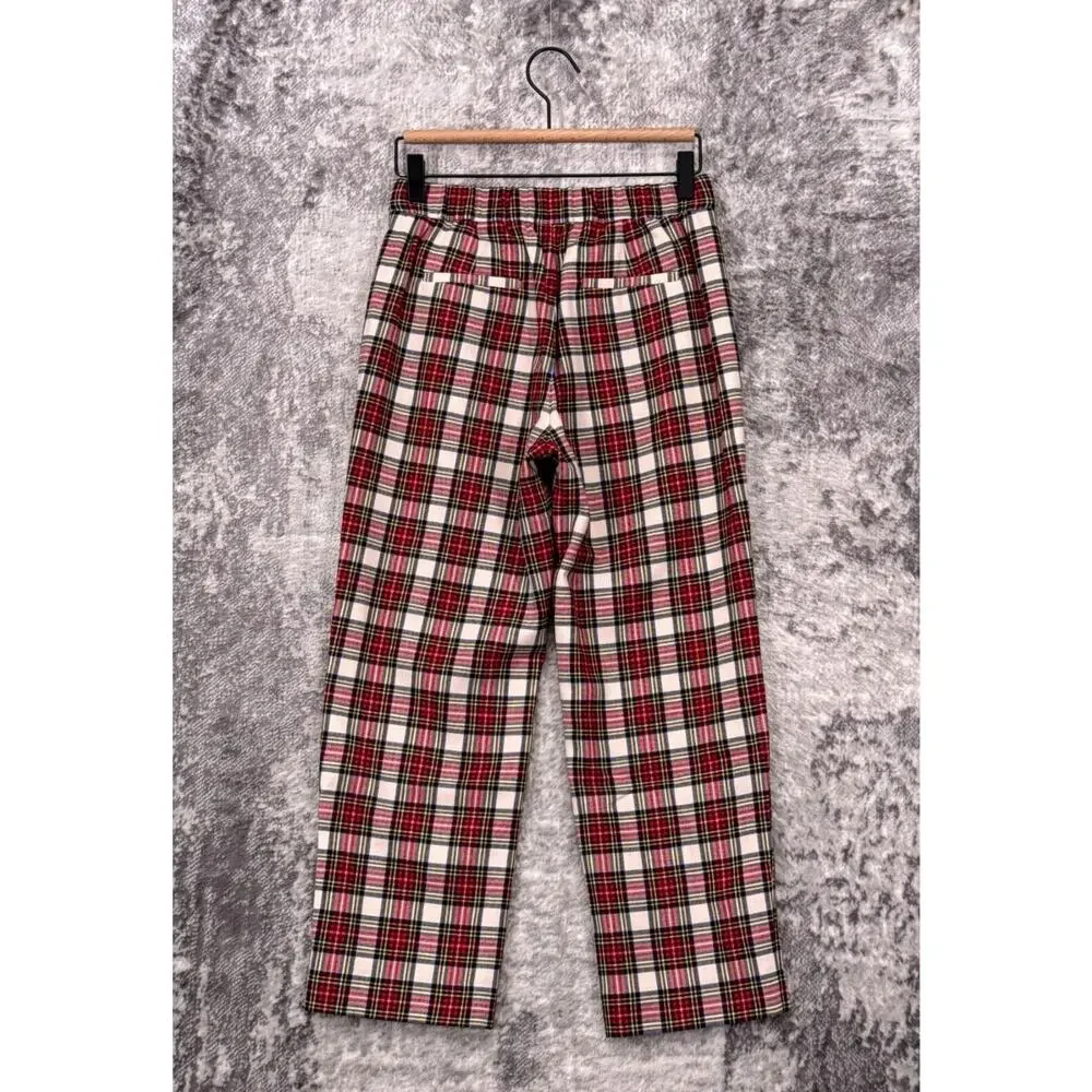 J Crew Pants 2 Womens Pull On Straight Leg Bi Stretch Wool In Stewart Tartan